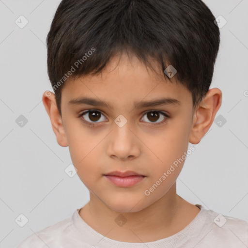 Neutral white child male with short  brown hair and brown eyes