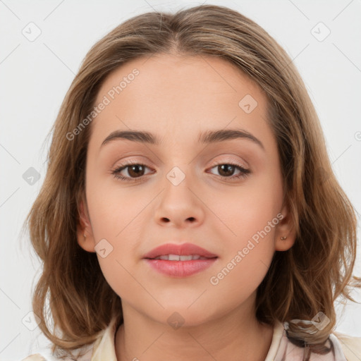 Neutral white child female with medium  brown hair and brown eyes