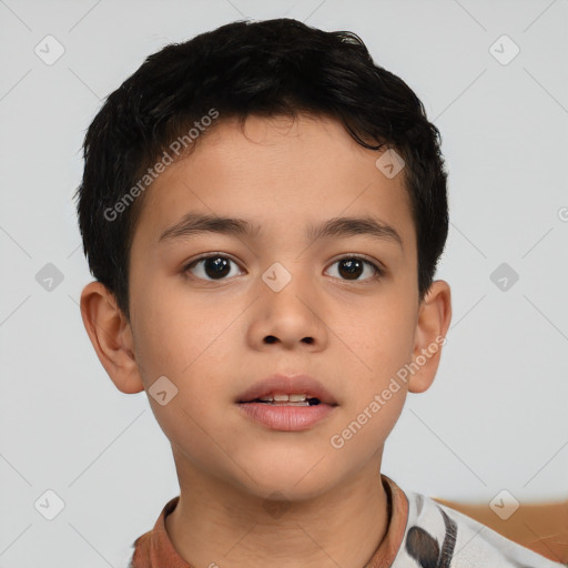 Neutral white child male with short  brown hair and brown eyes