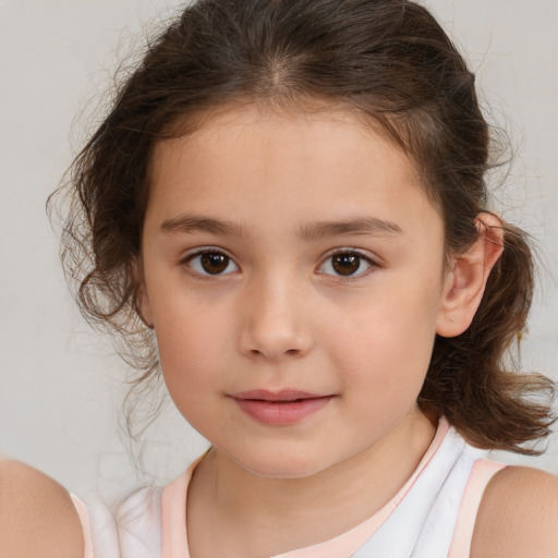 Neutral white child female with medium  brown hair and brown eyes