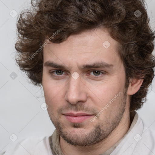 Neutral white adult male with short  brown hair and brown eyes