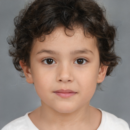 Neutral white child male with short  brown hair and brown eyes