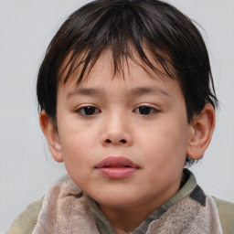 Neutral asian child female with short  brown hair and brown eyes