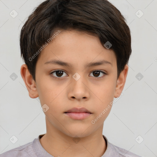 Neutral white child female with short  brown hair and brown eyes