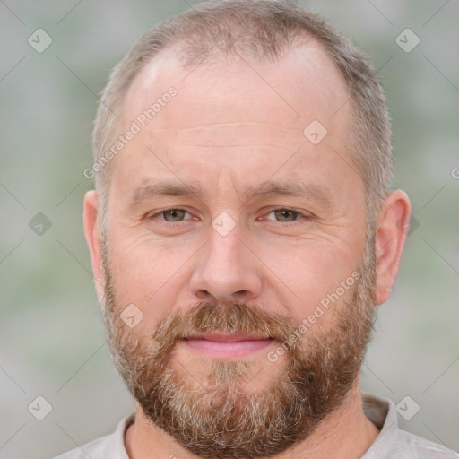 Neutral white adult male with short  brown hair and brown eyes