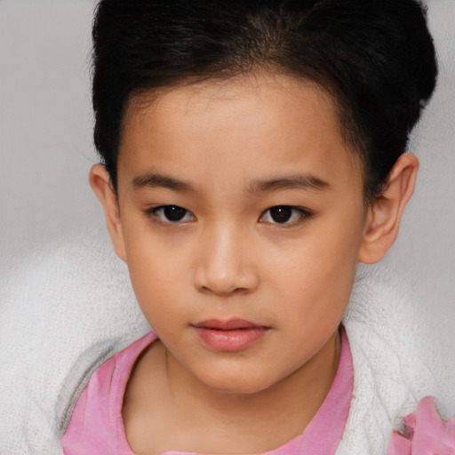 Neutral white child female with short  brown hair and brown eyes