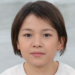 Neutral white child female with medium  brown hair and brown eyes