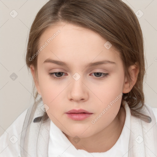 Neutral white child female with medium  brown hair and brown eyes