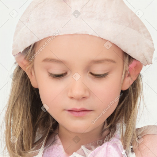 Neutral white child female with medium  brown hair and brown eyes