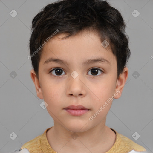 Neutral white child male with short  brown hair and brown eyes