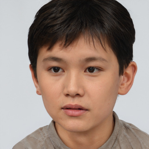 Neutral asian young-adult male with short  brown hair and brown eyes