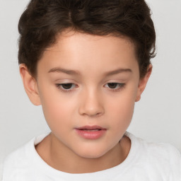 Neutral white child female with short  brown hair and brown eyes