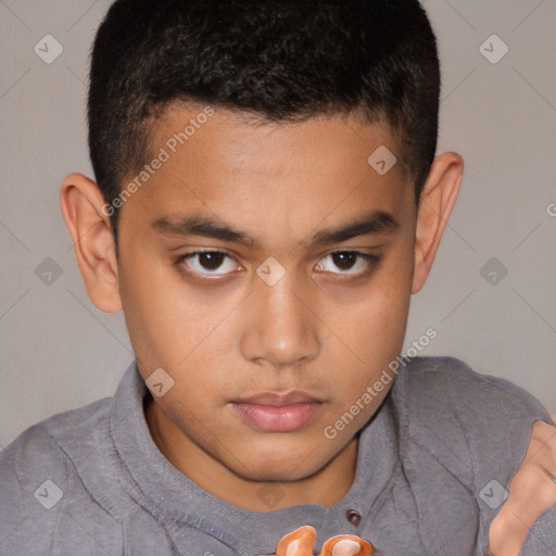 Neutral white child male with short  brown hair and brown eyes