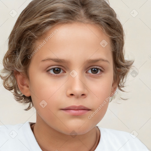 Neutral white child female with medium  brown hair and brown eyes