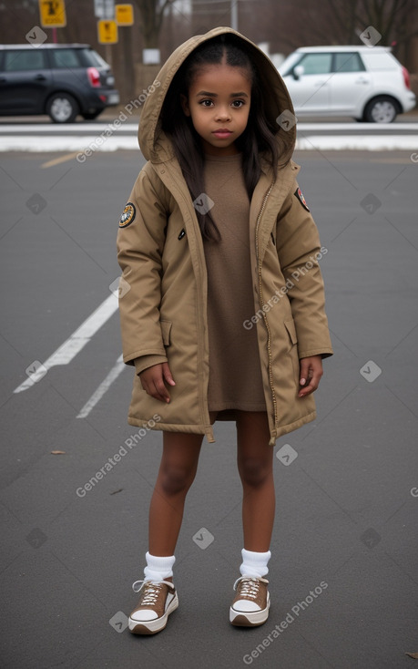 African american child female with  brown hair