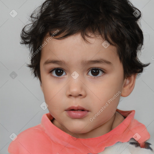 Neutral white child male with short  brown hair and brown eyes