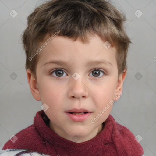 Neutral white child male with short  brown hair and brown eyes