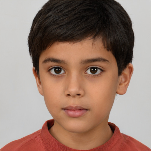 Neutral white child male with short  brown hair and brown eyes