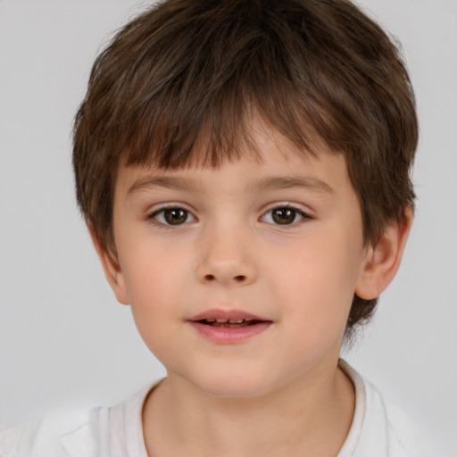 Neutral white child male with short  brown hair and brown eyes