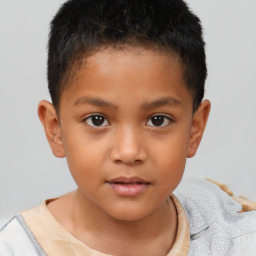 Neutral latino child male with short  brown hair and brown eyes