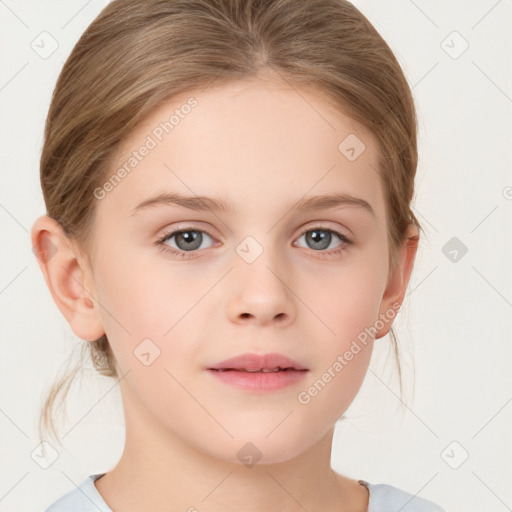 Neutral white child female with medium  brown hair and brown eyes