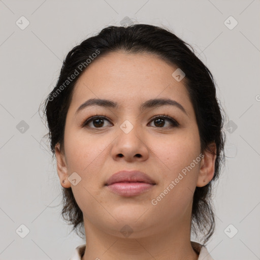 Neutral asian young-adult female with medium  brown hair and brown eyes