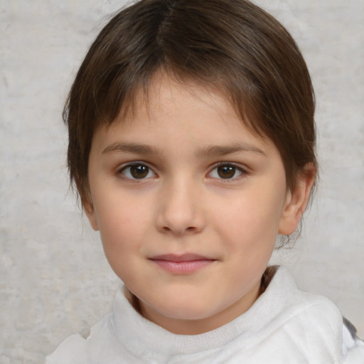 Neutral white child female with medium  brown hair and brown eyes