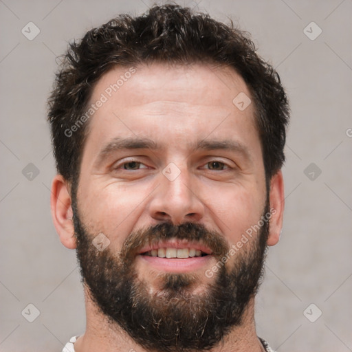 Neutral white adult male with short  brown hair and brown eyes