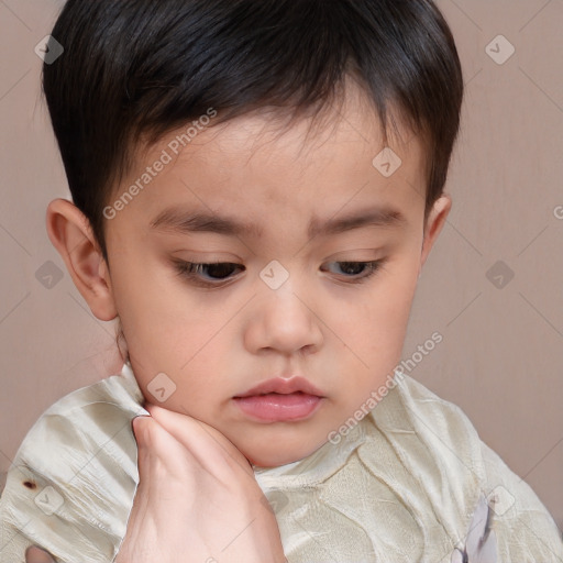 Neutral white child male with short  brown hair and brown eyes