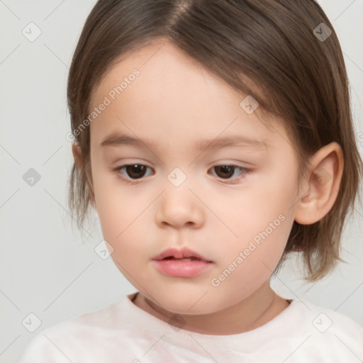 Neutral white child female with medium  brown hair and brown eyes