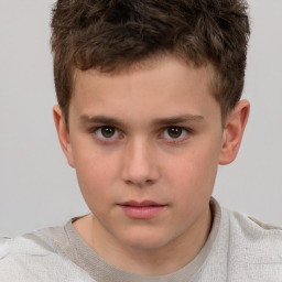 Neutral white child male with short  brown hair and brown eyes