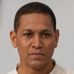 Neutral latino adult male with short  brown hair and brown eyes
