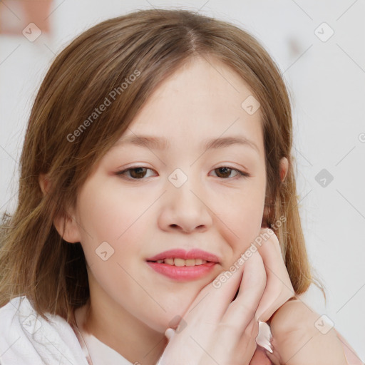 Neutral white child female with medium  brown hair and brown eyes