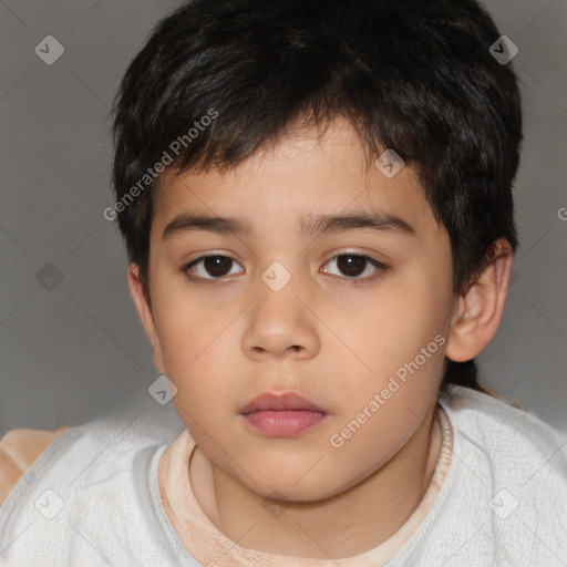 Neutral white child male with short  brown hair and brown eyes