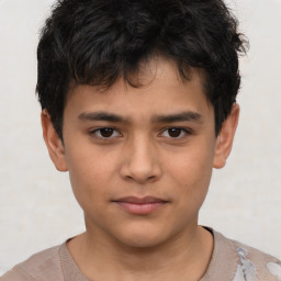 Neutral asian child male with short  brown hair and brown eyes