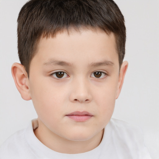 Neutral white child male with short  brown hair and brown eyes