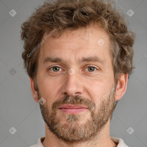 Neutral white adult male with short  brown hair and brown eyes