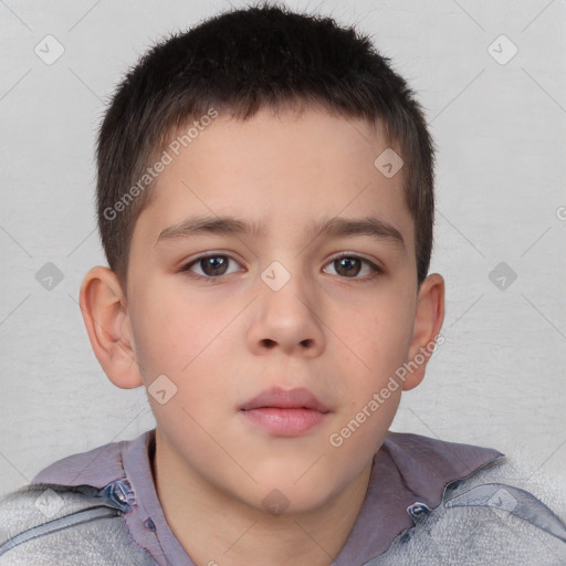 Neutral white child male with short  brown hair and brown eyes