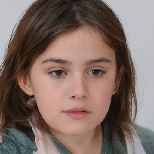 Neutral white child female with medium  brown hair and brown eyes