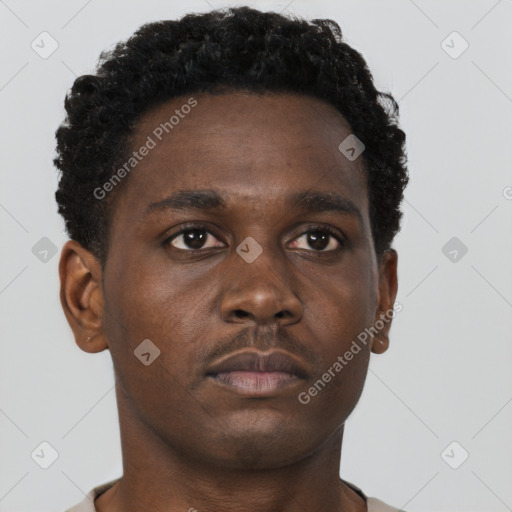 Neutral black young-adult male with short  brown hair and brown eyes