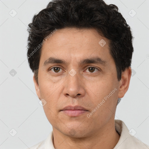 Neutral white adult male with short  brown hair and brown eyes