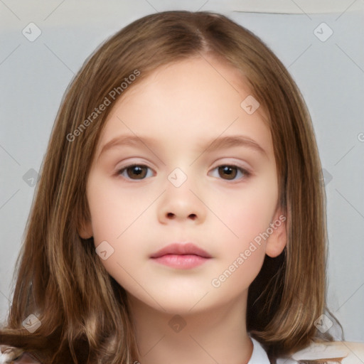 Neutral white child female with medium  brown hair and brown eyes