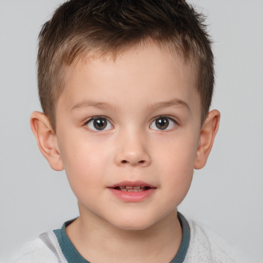 Neutral white child male with short  brown hair and brown eyes