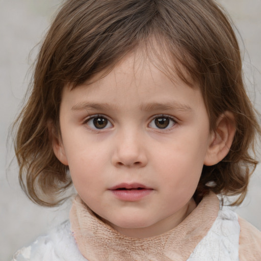 Neutral white child female with medium  brown hair and brown eyes