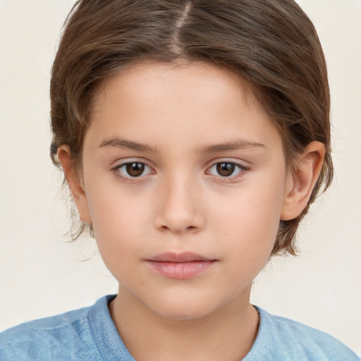 Neutral white child female with medium  brown hair and brown eyes