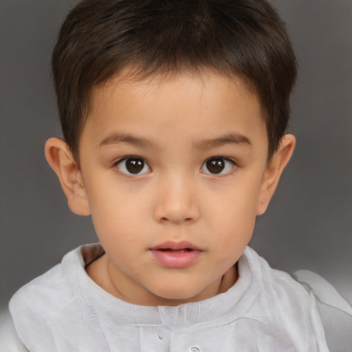 Neutral white child male with short  brown hair and brown eyes