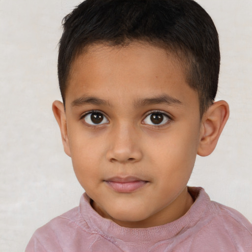 Neutral latino child male with short  brown hair and brown eyes