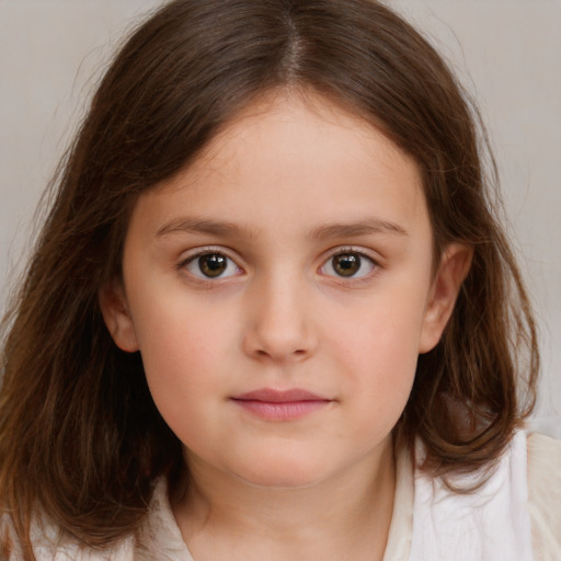 Neutral white child female with medium  brown hair and brown eyes