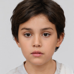 Neutral white child female with short  brown hair and brown eyes