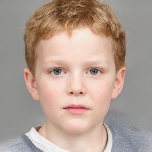 Neutral white child male with short  brown hair and blue eyes